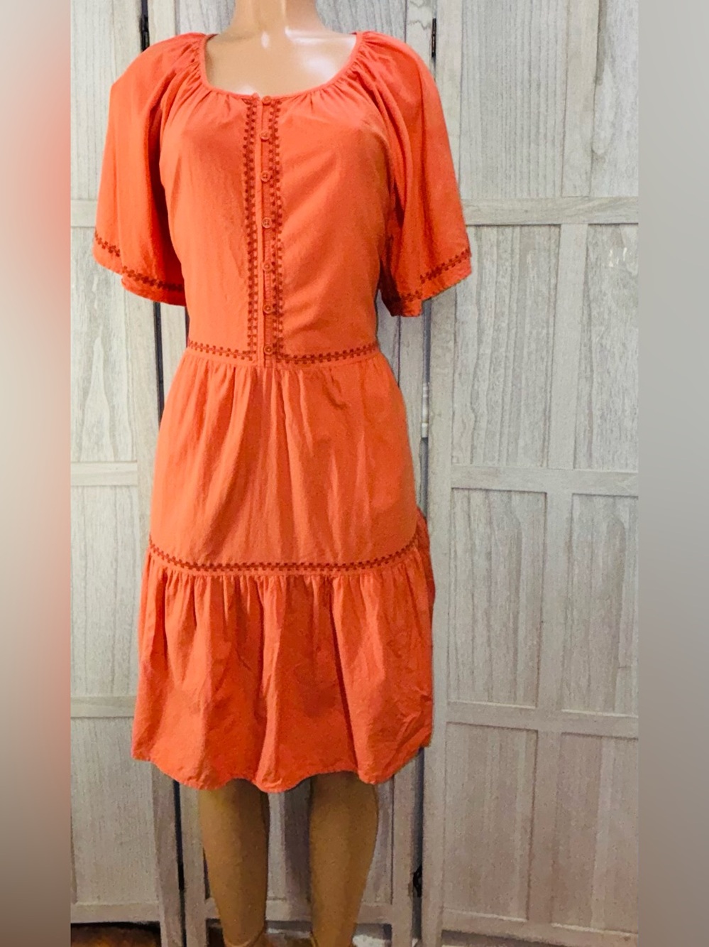 Beachlunchlounge vibrant coral-orange tiered dress